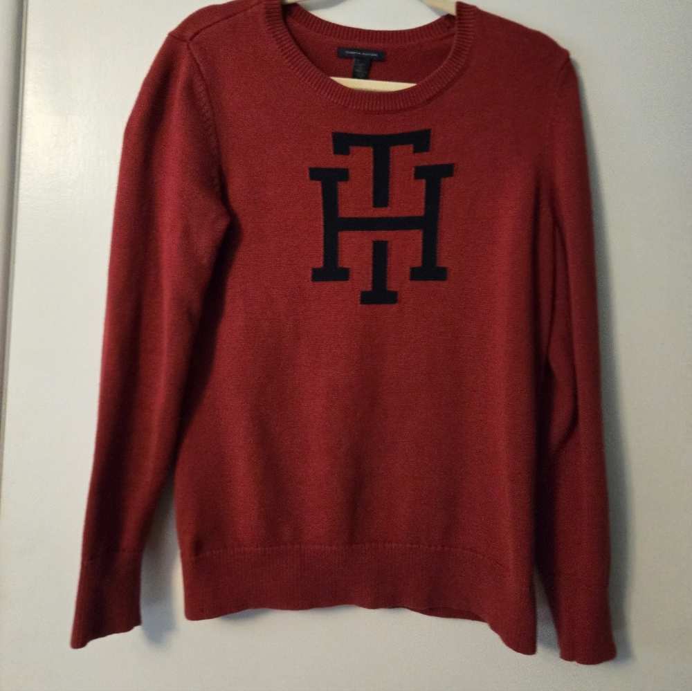 Tommy Hilfiger Red Crew Neck Sweater with Logo